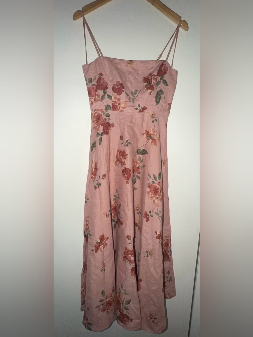 Reformation Floral Pink Midi Dress with Spaghetti Straps - Picture 3 of 5